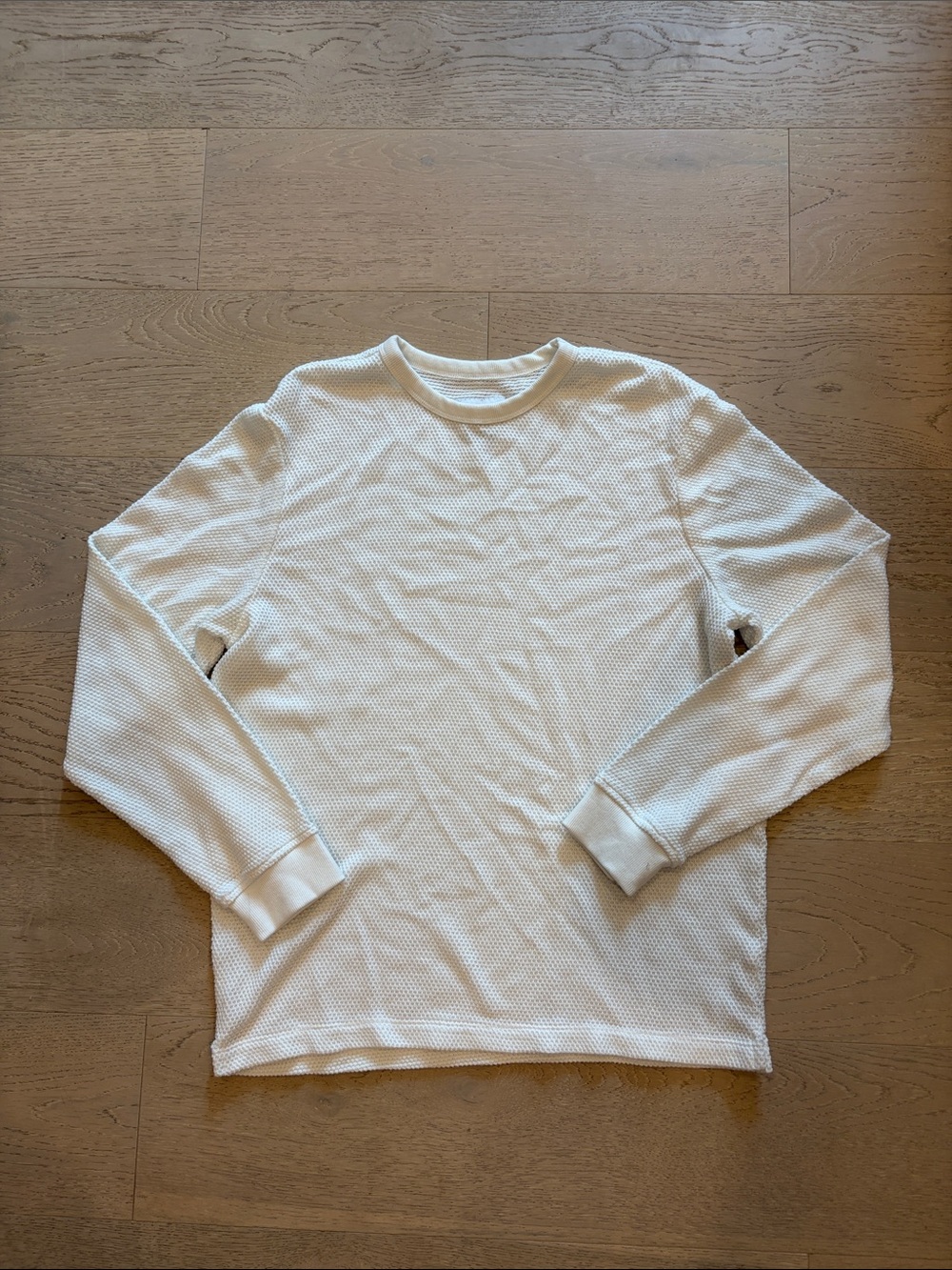 Goodfellow & Co White Long Sleeve Waffle Crewneck